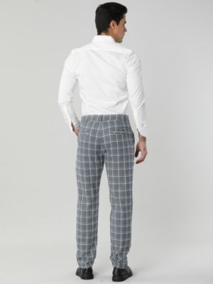 Lars Amadeus Houndstooth Pants for Men's Slim Fit Plaid Cropped Dress Pants