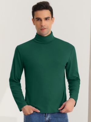 Lars Amadeus Men's Turtleneck Top Slim Fit Long Sleeve Pullover Mock Turtle  Neck Shirt White 50