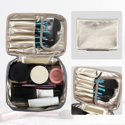 Unique Bargains Green Makeup Bag Cosmetic Travel Bag Large Makeup