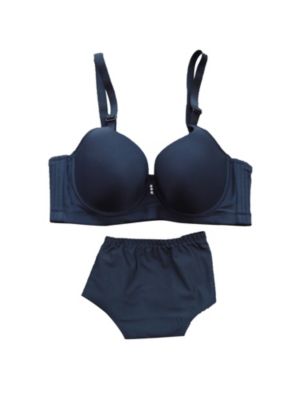 Agnes Orinda Women Plus Push-Up Underwire Comfort Bra and Panty Set Black  38B