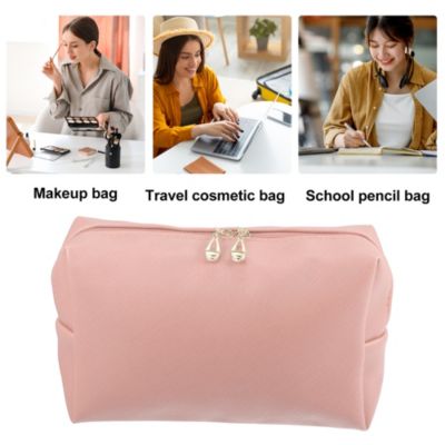 Unique Bargains Pink Makeup Bag Cosmetic Travel Bag Large Makeup Bag Make  Up Brush Organizer Bag Toiletry Bag for Women 1 Pc