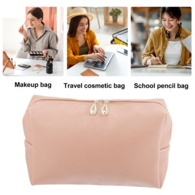 Unique Bargains Pink Makeup Bag Cosmetic Travel Bag Large Makeup Bag Make  Up Brush Organizer Bag Toiletry Bag for Women 1 Pc