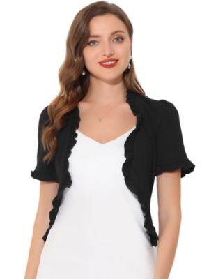 Allegra K Women s Summer Casual Ruffle Short Sleeve Open Front