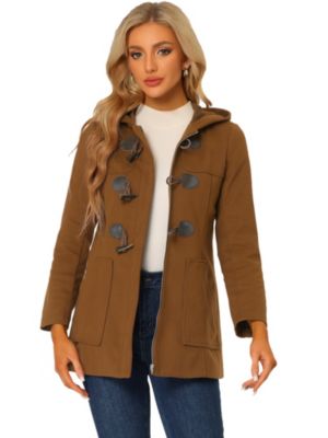 Allegra K Women's Faux Suede Hooded Winter Long Sleeve Belted Wrap Coat