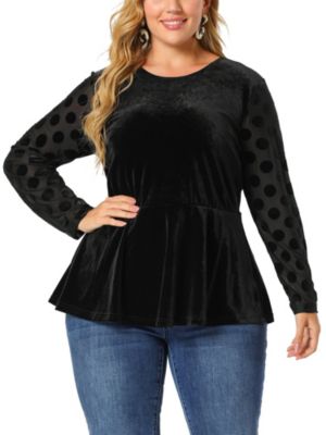 Agnes Orinda Women's Plus Size Fashion V Neck 3/4 Flounce Sleeve