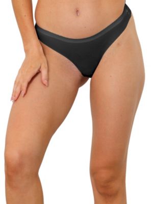 Allegra K Women's Ribbed Unlined No-Show Breathable Laser Cut Low-Rised Thongs, Black, Small -  786527193707