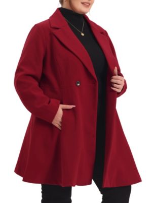 Agnes Orinda Women's Plus Size Coat A-Line Peter Pan Collar Double