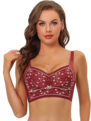 Allegra K Women's Lace Front Full Coverage Push up Underwire Cami Bra