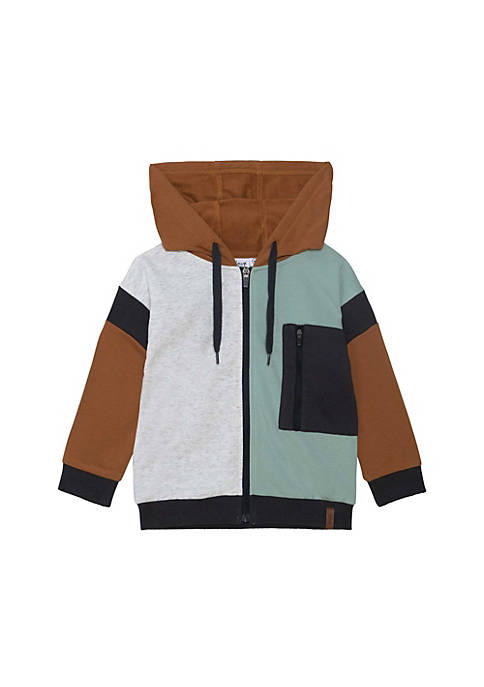 Deux par Deux French Terry Hooded Cardigan Brown