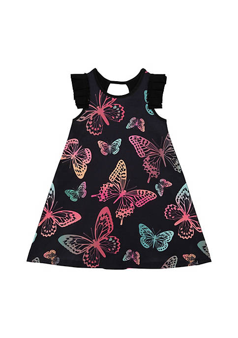 Deux par Deux Dress With Multicolored Butterflies