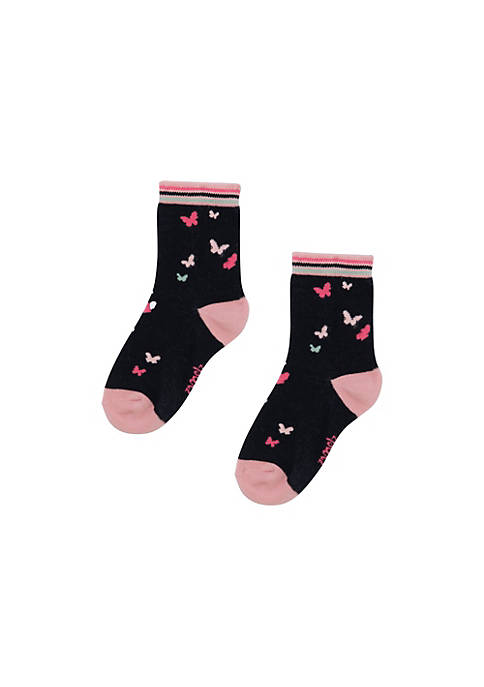 Deux par Deux Pattern Socks Black