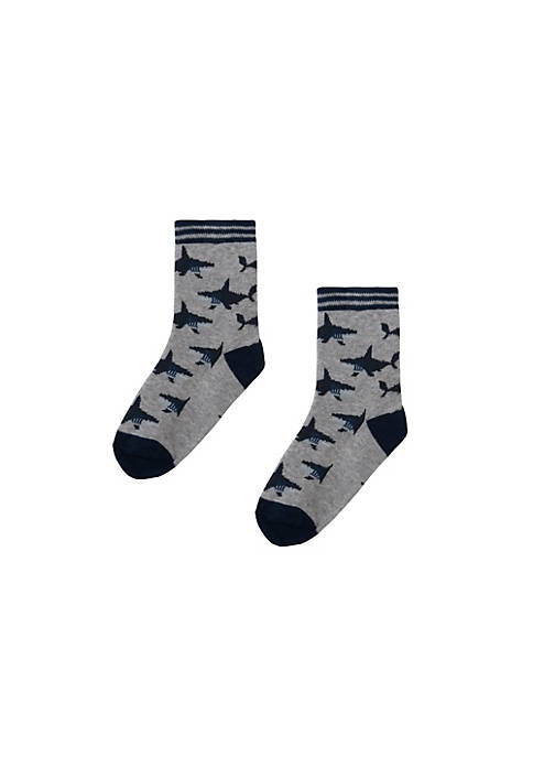 Deux par Deux Pattern Socks Grey Mix Shark