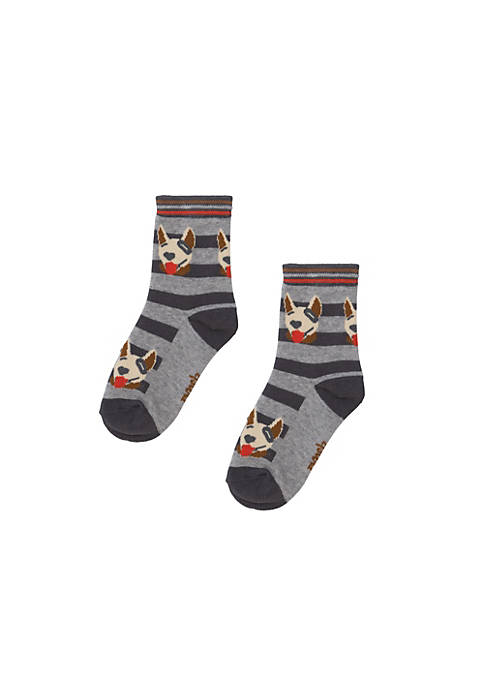 Deux par Deux Pattern Socks Grey Mix Dog