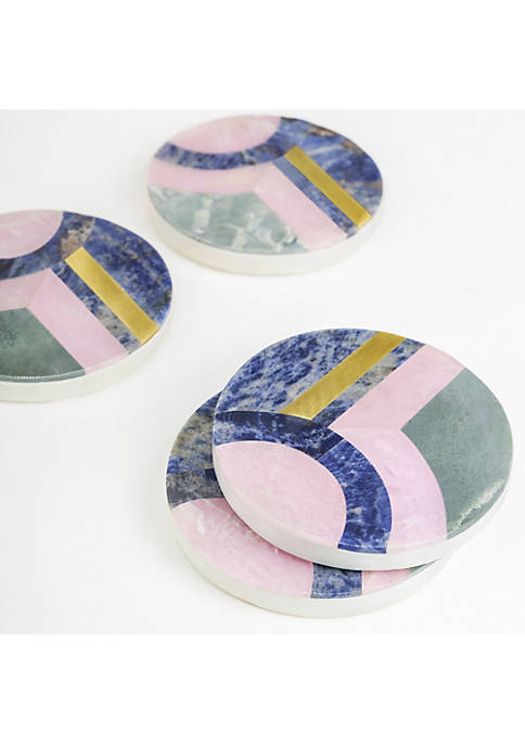 GAURI KOHLI Provence Marble Coasters, Set of 4