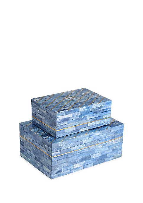 GAURI KOHLI Monaco Blue Decorative Boxes, Set of