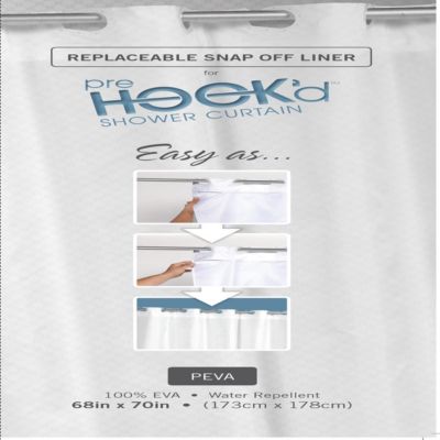 Carnation Home Fashions Pre Hooked T Replacement Peva Liner - Frosty Clear 68X70 -  071821999507