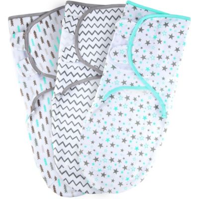 Bublo Baby Swaddle Blanket Boy Girl, 3 Pack Preemie Size Newborn Swaddles Up To 7 Pounds, Premature Adjustable Swaddling Sleep Sack, Aqua