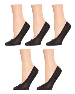 Memoi Women's Cotton Blend Fine Edge Shoe Sock Liner 5-Pack