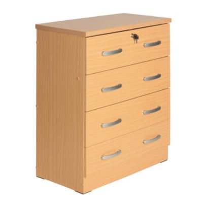 Better Home Products Cindy 4 Drawer Chest Wooden Dresser With Lock Beech (Maple)