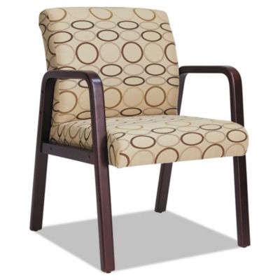 Alera Reception Lounge Wl Series Guest Chair, 24.21"" X 24.8"" X 32.67"", Tan Seat/back, Mahogany Base