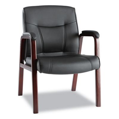 Alera Madaris Series Leather Guest Chair W/wood Trim, Four Legs, /mahogany -  042167385989