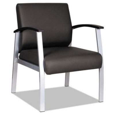 Alera Metalounge Series Mid-Back Guest Chair, 24.6"" X 26.96"" X 33.46"", Black Seat/back, Silver Base