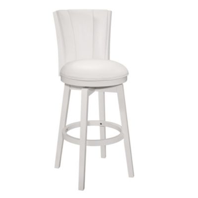 Hillsdale Furniture Gianna Wood Bar Height Swivel Stool With Upholstered Back, White