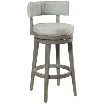 Hillsdale Furniture Lawton Wood Bar Height Swivel Stool, Antique Gray With Ash Gray Fabric