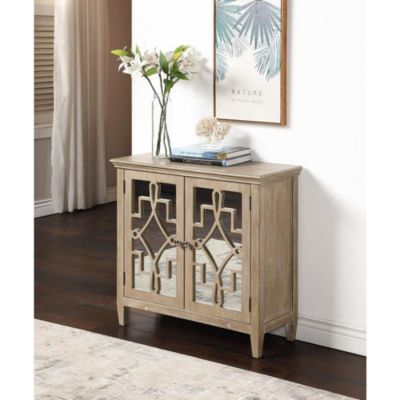 4D Concepts Lucy Accent Chest With Mirrored Doors, White -  649423106328