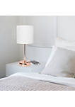 Modern Decorative Rose Gold Stick Lamp with USB charging port and Fabric Shade, White