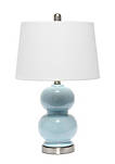 Modern Dual Orb Table Lamp with Fabric Shade - Light Blue