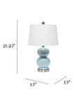Modern Dual Orb Table Lamp with Fabric Shade - Light Blue