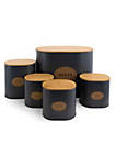 Kitchen Food Storage and Organization 5 Piece Canister Set with Bamboo Lids