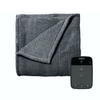Sunbeam Full Size Electric Lofttec Heated Blanket In Slate With Wi-Fi Connection -  053891155427