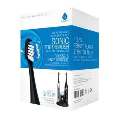 Pursonic Dual Handle Sonic Toothbrush With Uv Sanitizer Black And Silver