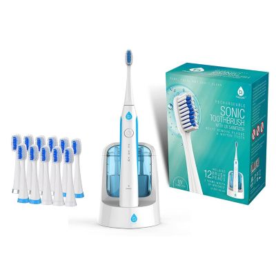Pursonic S750 Sonic Smartseries Electronic Power Rechargeable Battery Toothbrush With Uv Sanitizing Function, White, Includes 12 Brush Heads