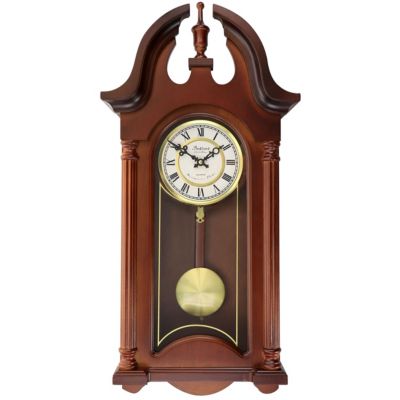 Bedford Clock Collection Delphine 27 Inch Mahogany Chiming Pendulum Wall Clock -  840191204593