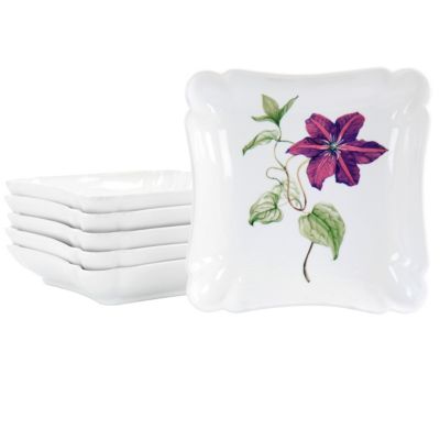 Gibson Everyday Botanical Garden 6 Piece 8.75 Inch Fine Ceramic Dish Set In White -  085081437778