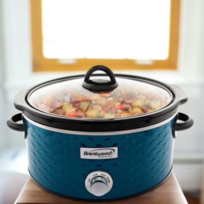 blue crockpot crock pockets slow cooker