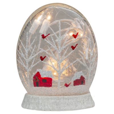 Stony Creek 5.5"" Lighted Glass Clearly Winter Oval Orb With Base Christmas Decoration, White -  195583414921