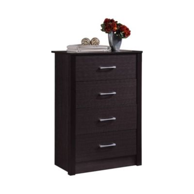 Contemporary Home Living 40"" Chocolate Brown Rectangular 4 Storage Drawers Bedroom Chest