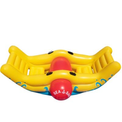 Swim Central 90"" Inflatable Yellow And Red Water Sports Sea-Saw Rocker Swimming Pool Toy