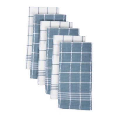 Contemporary Home Living Set of 6 Gray and White Terry Dish Towel, 16