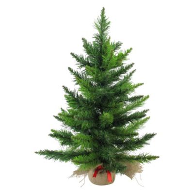 Northlight 24"" Mini Balsam Pine Artificial Christmas Tree In Burlap Base Unlit