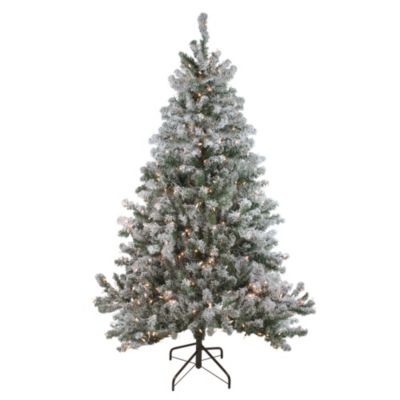 Northlight 6' Pre-Lit Medium Flocked Balsam Pine Artificial Christmas Tree - Clear Lights