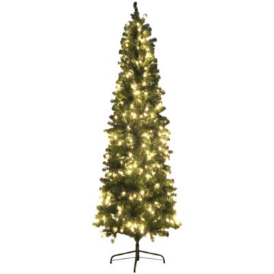 Northlight 7.5' Pre-Lit Hazelton Spruce Pencil Artificial Christmas Tree Clear Lights, Green, Standard -  195583663176