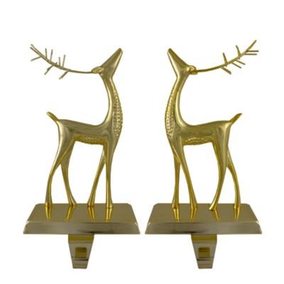Northlight Set Of 2 Gold Standing Reindeer Christmas Stocking Holders 9.75