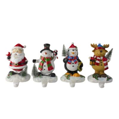 Northlight Set Of 4 Santa Snowman Penguin And Reindeer Christmas Stocking Holders 5.75