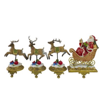 Northlight Set Of 4 Santa And Reindeer Christmas Stocking Holders 9.5