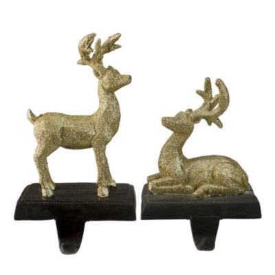 Northlight Set Of 2 Gold Reindeer Glittered Christmas Stocking Holders 8.5